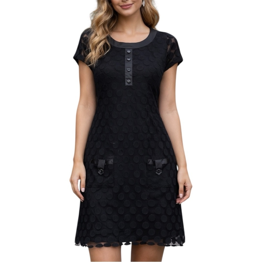Enfocus Black Polka Dot Dress 
Size 12